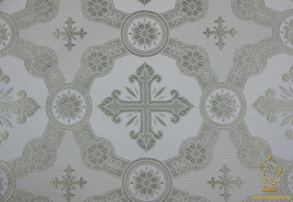 Парча ГУСЛИЦА, белая со светлым серебром, шир. 150 см, Рахманово