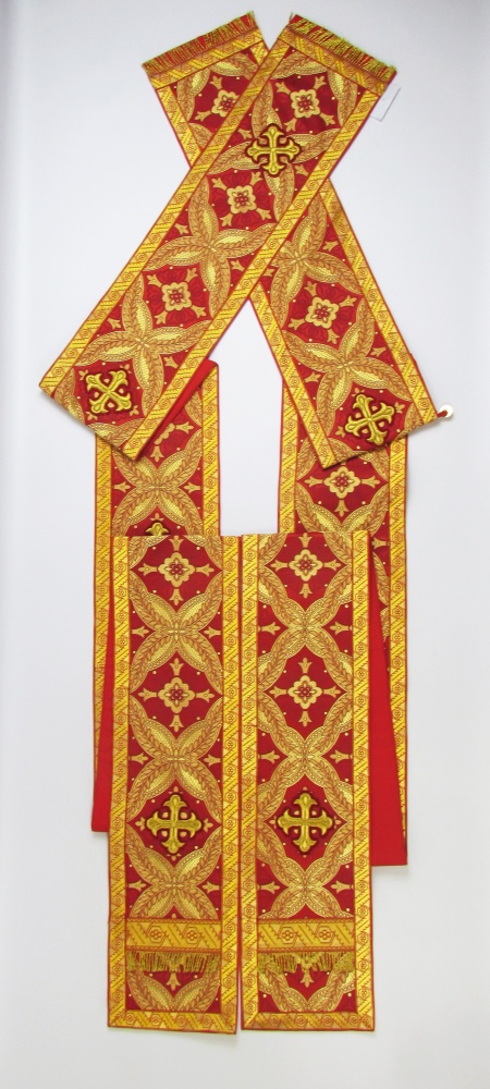 Орарь двойной красный, шелк, без поручей