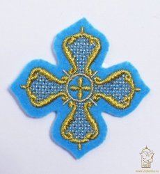 Крест 4 КАРЕТНЫЙ, голубой с золотом,6-7 см