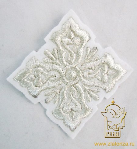 Крест 4 ПЕРЕЗВОН, белый с серебром,6-7 см