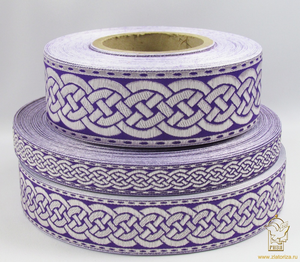 Галун ПЛЕТЕНКА, фиолетовый с серебром, шир. 5 см, РА