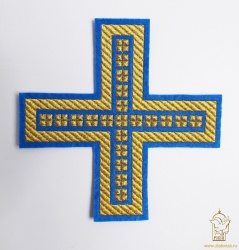 Крест 1 ПРЯМОЙ с кубиками, синий с золотом,14,5 -16 см