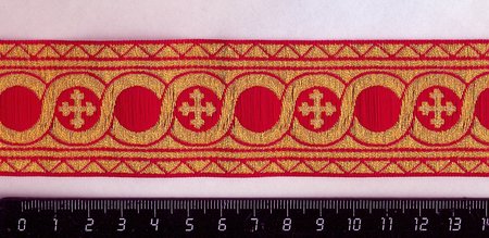 Галун ГОРОХ, красный с золотом, шир. 4 см, ФР