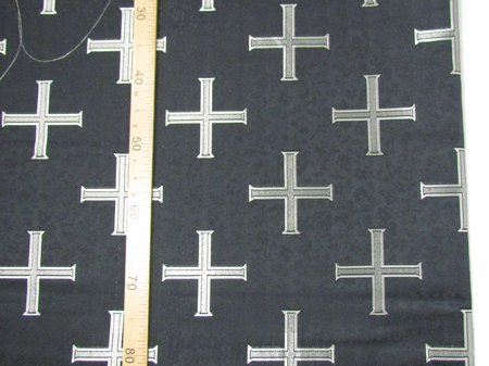 Парча ЕФРОСИНЬЯ, черная с серебром, шир. 150 см, Рахманово