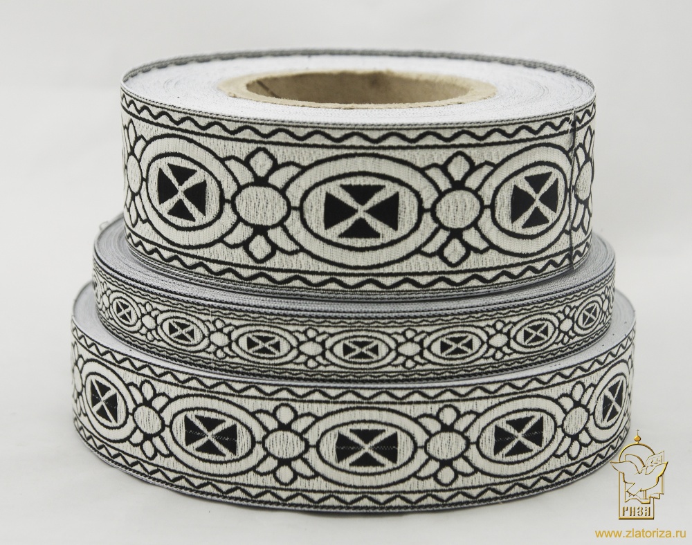 Галун ПАСХА, черный с серебром, шир. 4 см, РА