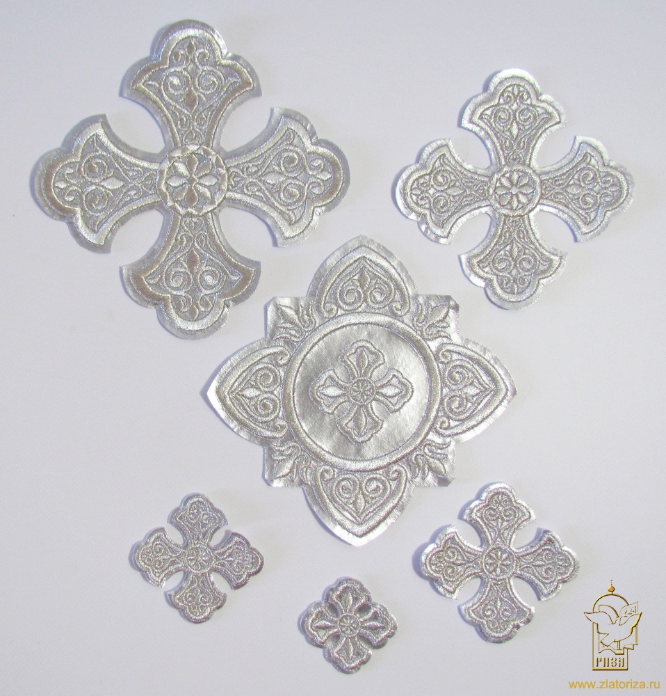 Набор крестов, иерейский, УЗОРНЫЙ, лаке, серебро, 14 шт