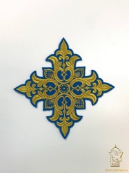 Крест Престол/Жертвенник ПОЧАЕВ, голубой с золотом, 23 см Крест Престол/Жертвенник ПОЧАЕВ, голубой с золотом, 23 см