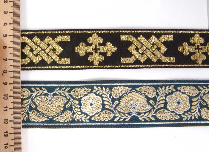Тесьма жаккардовая, с люрексом, шир. 3-4 см