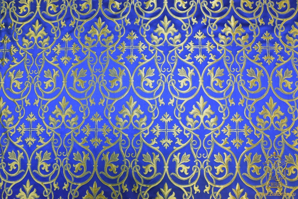 Парча СВЯТОГОРСКАЯ, синяя с золотом, шир. 165 см