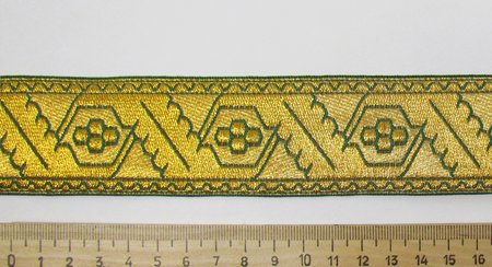 Галун ДУБОК, зеленый с золотом, шир. 4 см, ФР