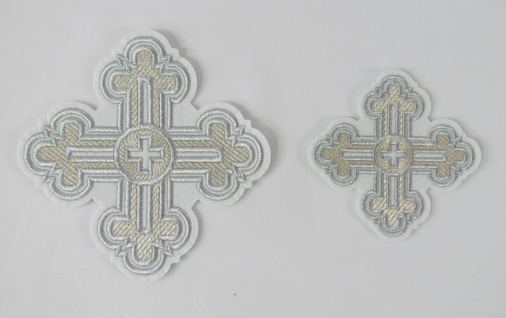 Набор крестов, иерейский, СТАРОРУССКИЙ, белый с серебром, 14 шт