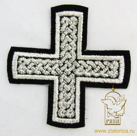 Крест 3 ПРЯМАЯ ПЛЕТЕНКА, черный с серебром,8-9 см