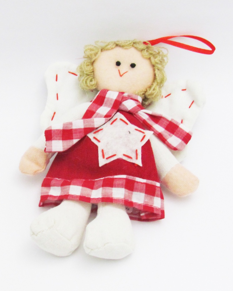 Кукла Ангел в шарфике со звездой на платье, средняя, текстиль