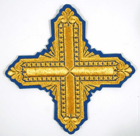Крест 1 КВАДРАТ, синий с золотом,14,5 -16 см