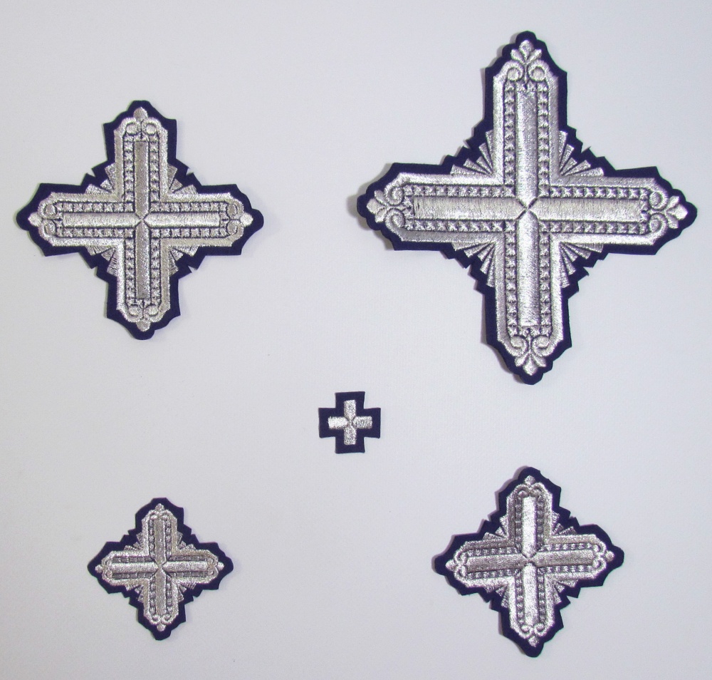 Набор крестов, иерейский, КВАДРАТ, фиолетовый с серебром, 14 шт