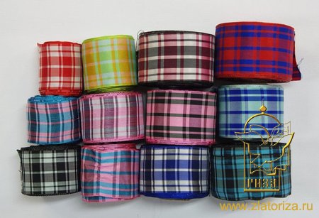 Лента шотландка, цвет - микс, шир. 5 см