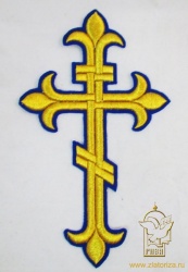 Крест Аналойный восьмиконечный, синий с золотом, высота 25 см