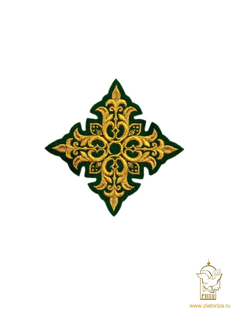 Крест 2 ПОЧАЕВ, зеленый с золотом, 10-12 см