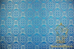 Парча РАСЦВЕТШИЙ КРЕСТ, голубая с серебром, шир. 150