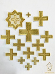 Набор крестов, иерейский, АНДРЕЕВСКИЙ, белый с золотом, 14 шт Набор крестов, иерейский, АНДРЕЕВСКИЙ, белый с золотом, 14 шт