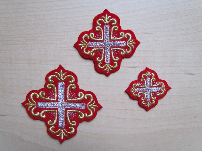 Набор крестов ПОКРОВСКИЙ W 108, иерейский, красный с золотом, 14 шт,