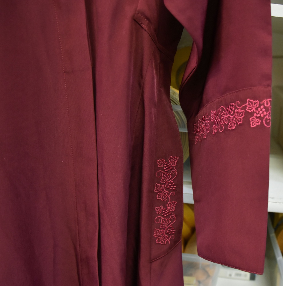Подрясник РУССКИЙ, мужской, мокрый шелк, бордовый, вышивка