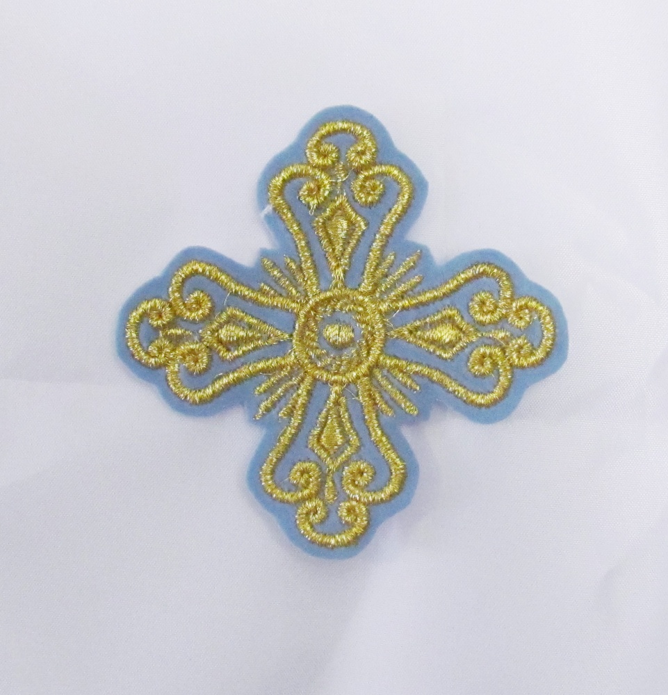 Набор крестов, диаконский, СЕРДЕЧКО, голубой с золотом, 10шт