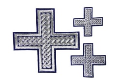 Набор крестов, дьяконский, ПРЯМАЯ ПЛЕТЕНКА, синий с серебром, 10 шт Набор крестов, дьяконский, ПРЯМАЯ ПЛЕТЕНКА, синий с серебром, 10 шт