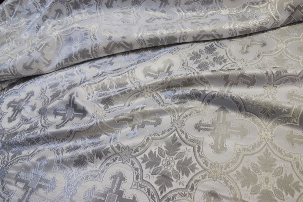 Парча ЕЛОХОВСКАЯ, белая с серебром, шир. 250 см