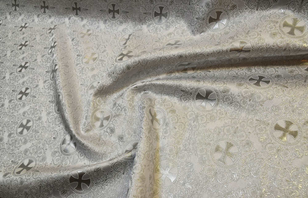 Шелк АЛАНЬЯ малая, белый с серебром, с люрексом, шир. 165 см