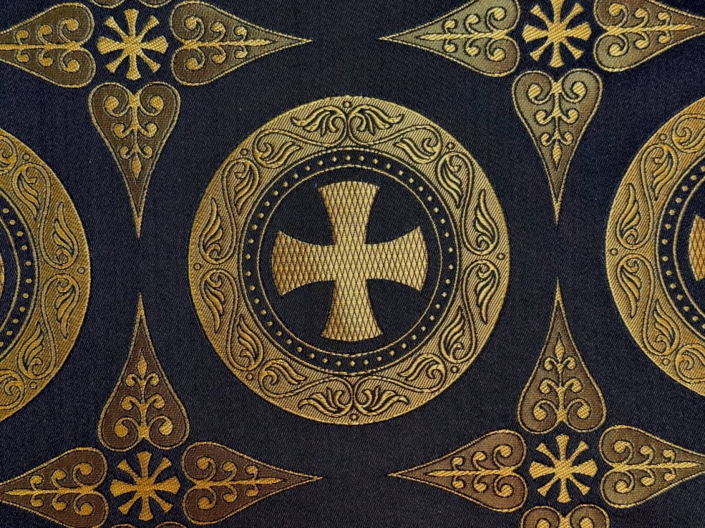 Шелк ДАМАСК, черный с золотом, шир. 165 см