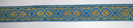 Галун АФИНЫ, голубой с золотом, шир. 4 см, ФР