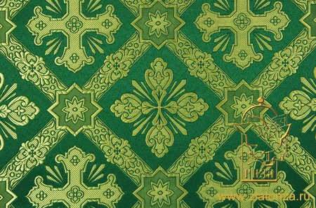Шелк КАНОН, зеленый с золотом, шир. 150 см, Рахманово