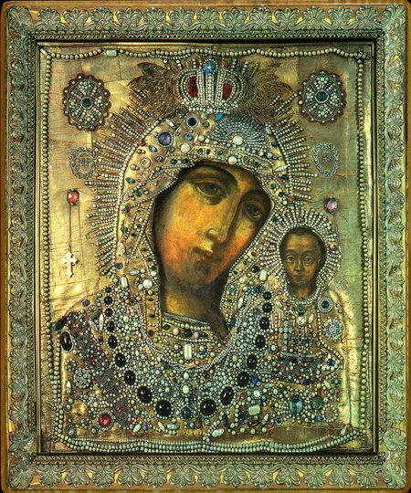 Икона Казанская Божией Матери №116 р4 литография 16х20 см на деревянной доске