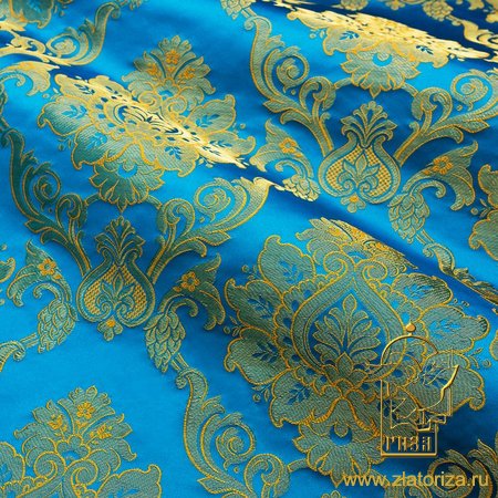 Парча итальянская ГРАНАДА, голубая с золотом, арт. 69267