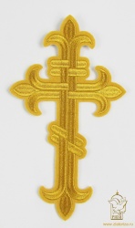 Крест Аналойный восьмиконечный, горчица с золотом, высота 25 см Крест Аналойный восьмиконечный, горчица с золотом, высота 25 см