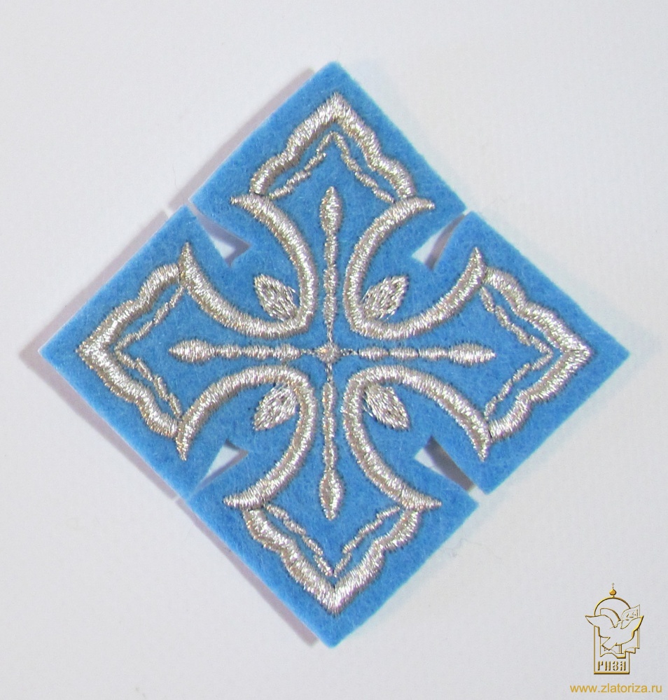 Крест 3 АНГЕЛЫ, голубой с серебром,8-9 см