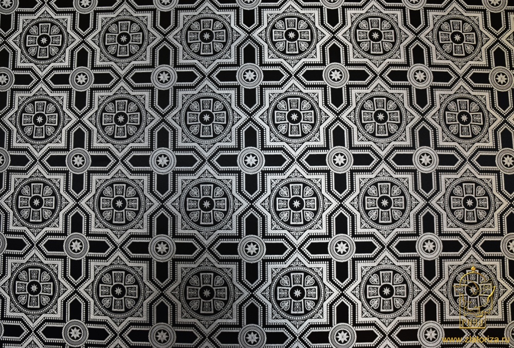 Шелк НЕВСКИЙ, черный с серебром, шир. 150 см, Рахманово