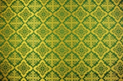 Шелк ЛАДОГА, зеленый с золотом, шир. 150 см, Рахманово