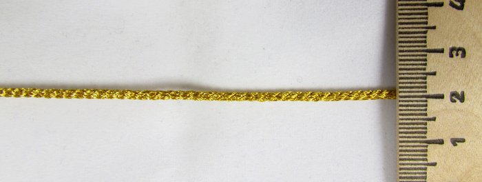 Шнур золото, 2 мм, арт d1031, витой, 33 м в упаковке