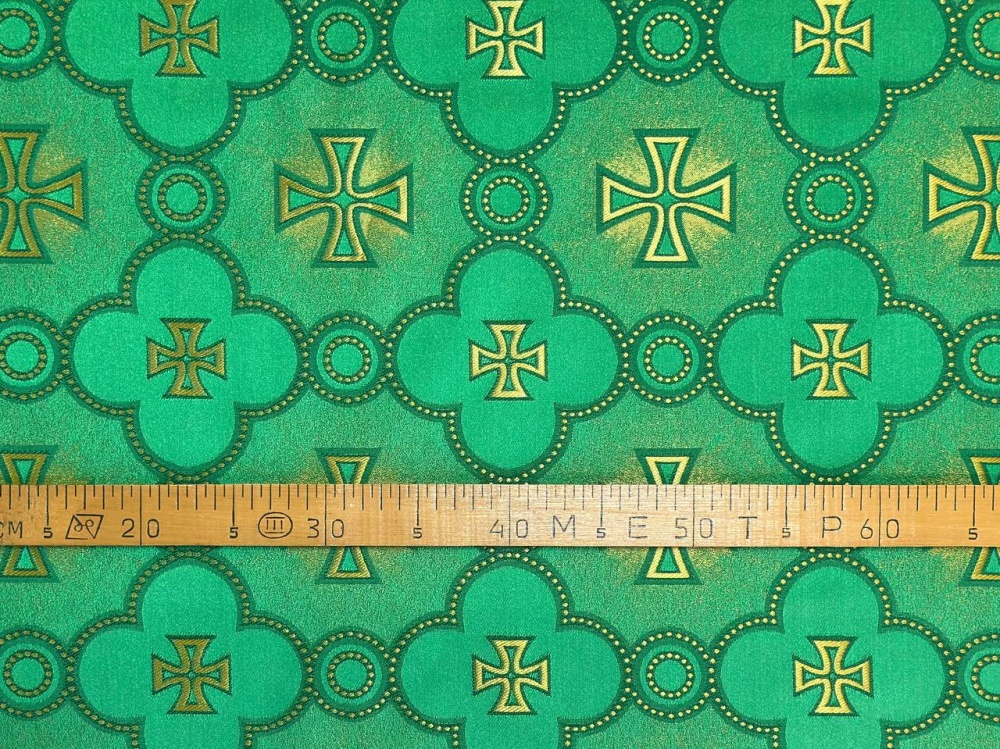 Шелк ФАВОР, зеленый с золотом. зол. 165 см