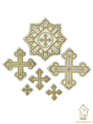 Набор крестов КАНОН W 002, иерейский, белый с золотом, 14 шт,