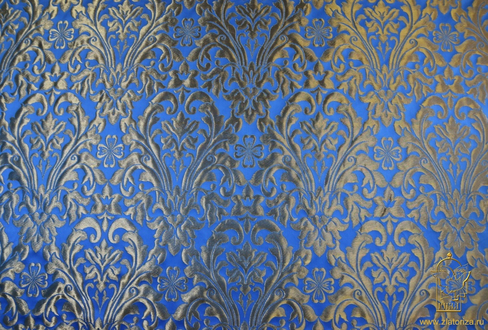 Парча КУПИНА, синяя с золотом, шир. 155 см