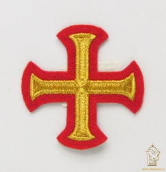 Крест 4 БУЛАТ красный с золотом, 6 см