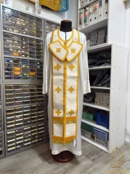 Епитрахиль + поручи, желтая с золотом, лен