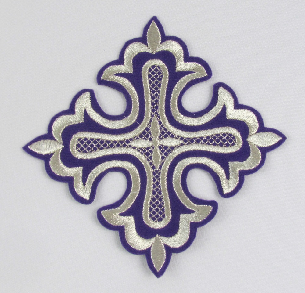 Набор крестов, дьяконский, КАПЛЕВИДНЫЙ, фиолетовый с серебром, 10 шт