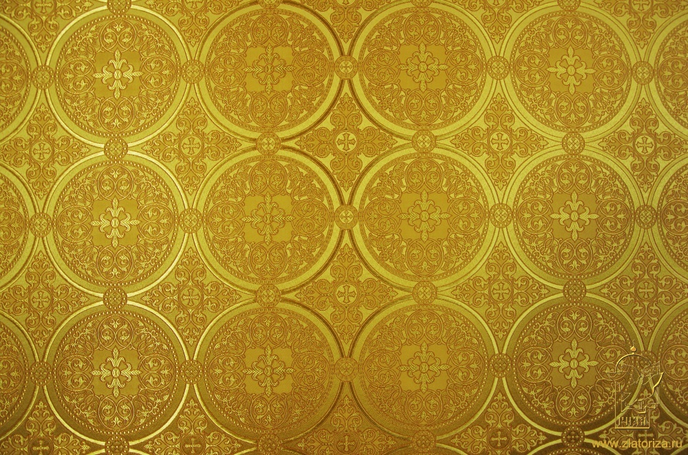 Шелк ВЛАДИМИРСКИЙ, желтый с горчицей, с золотом, шир. 150 см, Рахманово
