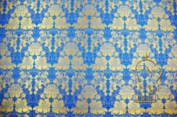 Парча САМОЦВЕТЫ, голубая с золотом, шир. 150 см, Рахманово Парча САМОЦВЕТЫ, голубая с золотом, шир. 150 см, Рахманово