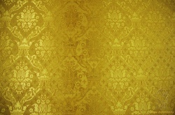 Шелк КОРОНА, желтый с горчичной окантовкой, с золотом, шир. 150 см, Рахманово