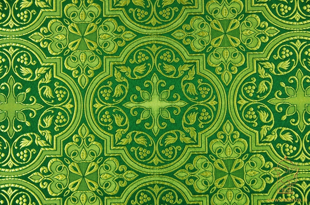 Шелк ШУЙСКАЯ, зеленый с золотом, шир. 150 см, Рахманово